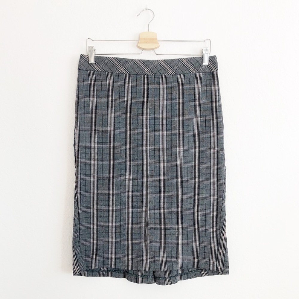 Vintage Grey Plaid Pencil Skirt